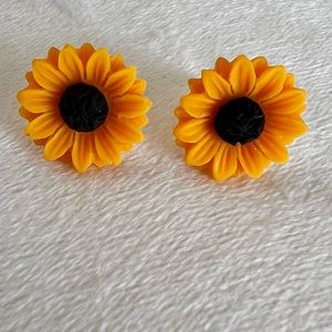 3D resin sunflower earrings - pierced or clipon